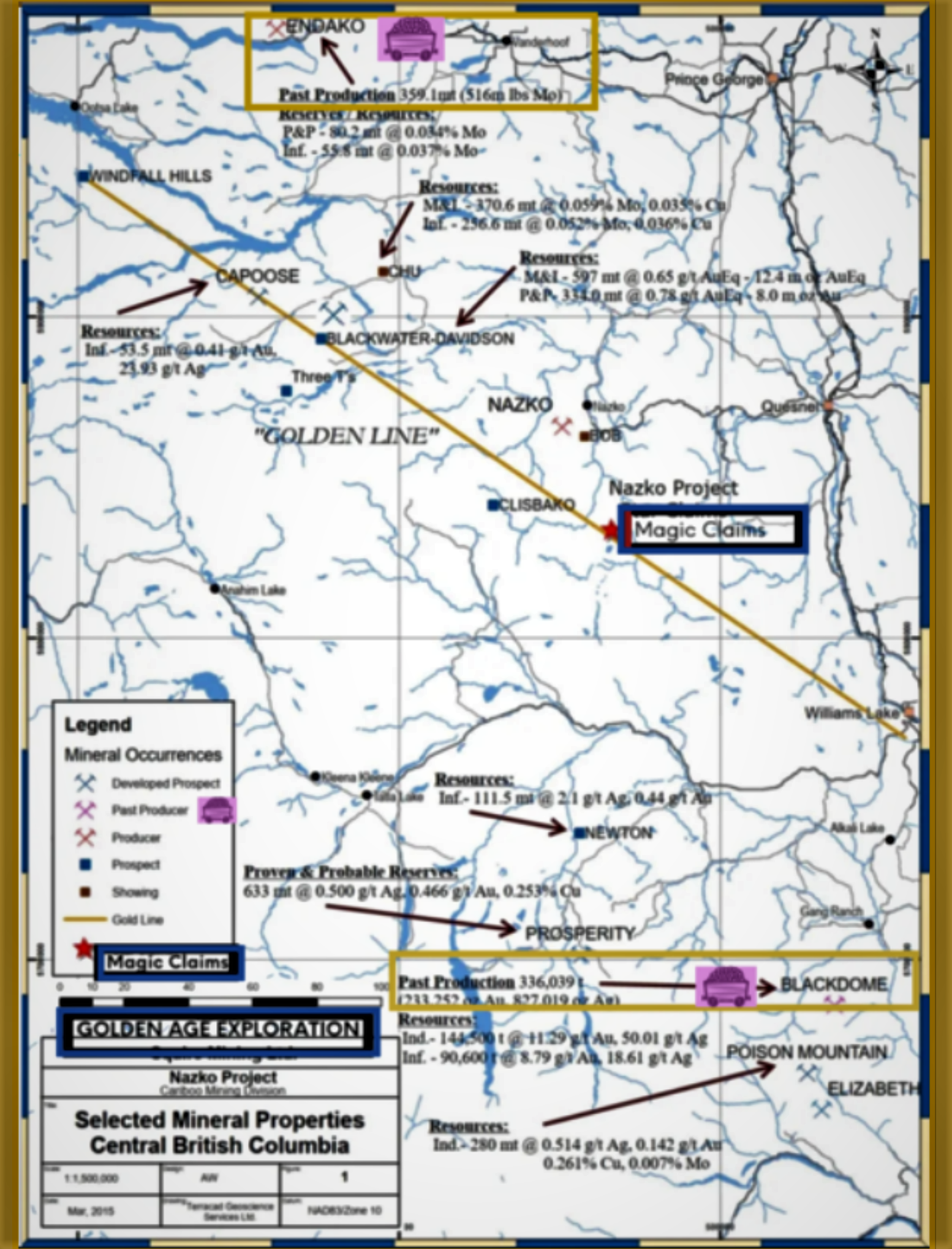 Magic Property regional Golden Line map, British Columbia