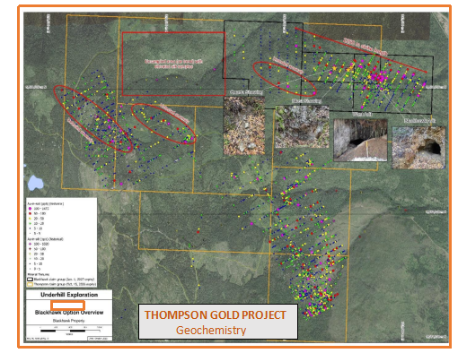 Thompson Gold Project historic soil geochemistry map, British Columbia